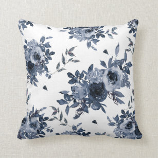 navy blue floral throw pillows