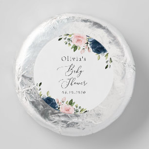 Navy Blue Flowers, Pink Flowers, Baby Shower Dipped Oreo Cookie Favors