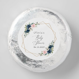 Navy Blue Flowers, Pink Flowers, Baby Shower Dipped Oreo Cookie Favors