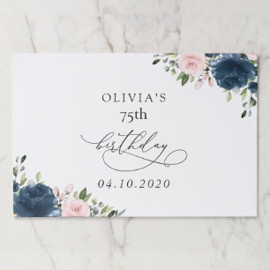 Navy Blue Flowers, Pink Flowers, Boho, Birthday Paper Pad