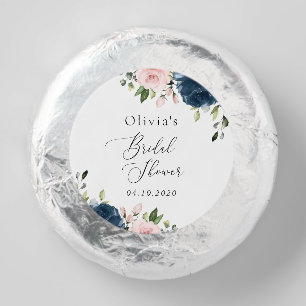 Navy Blue Flowers, Pink Flowers, Bridal Shower Dipped Oreo Cookie Favors