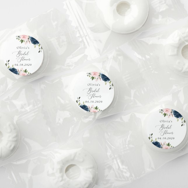 Navy Blue Flowers, Pink Flowers, Bridal Shower Life Saver® Mints (Assorted)