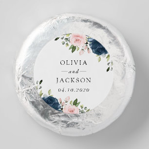 Navy Blue Flowers, Pink Flowers, Floral Wedding Dipped Oreo Cookie Favors