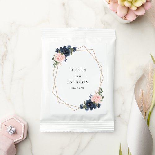 Navy Blue Flowers Pink Flowers Floral Wedding  Hot Chocolate Drink Mix