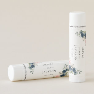 Navy Blue Flowers, Pink Flowers, Floral Wedding Lip Balm