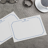 Navy Blue Formal Chic Family Monogram Ornate Frame
