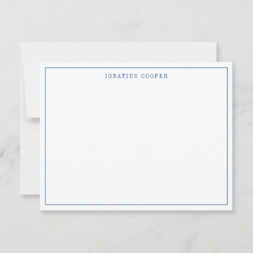 Navy Blue Formal Elegant Stylish Chic Thin Border Note Card