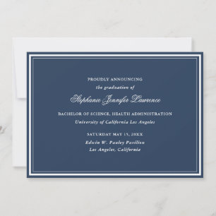 Navy Blue Formal Graduation Announcement