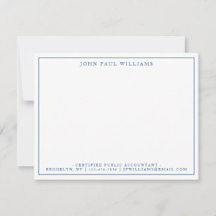 Navy Blue Formal Office Professional Thin Border Note Card