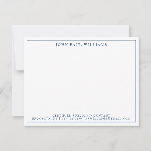 Navy Blue Formal Office Professional Thin Border Note Card