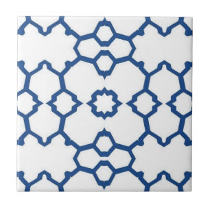 Navy blue four-corner mosaic white background ceramic tile