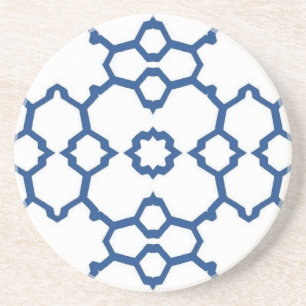 Navy blue four-corner mosaic white background coaster