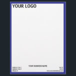 Navy Blue Frame Generic Adaptable Letterhead<br><div class="desc">A navy blue frame surrounds a white center on this generic and adaptable letterhead for a business.  Professional,  eye-catching,  modern,  and could be used for any profesion.</div>