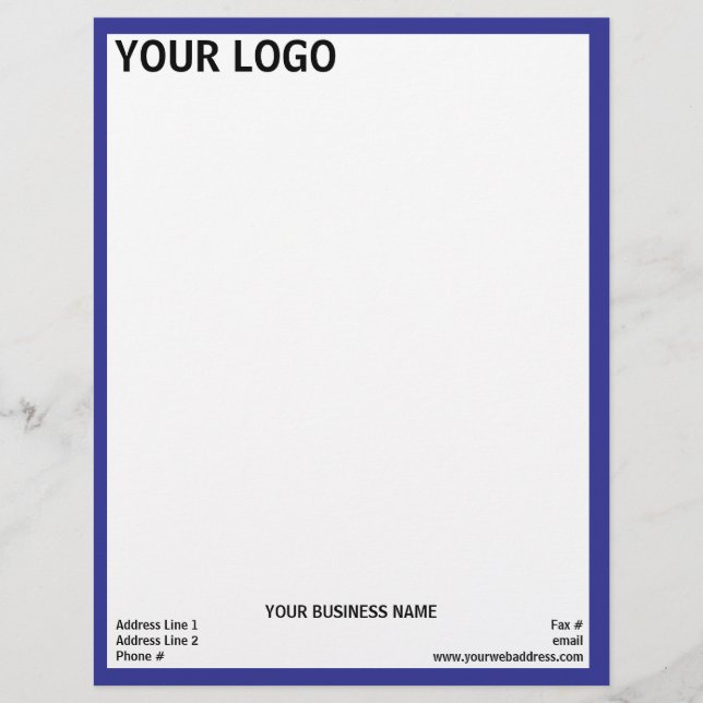 Navy Blue Frame Generic Adaptable Letterhead (Front)