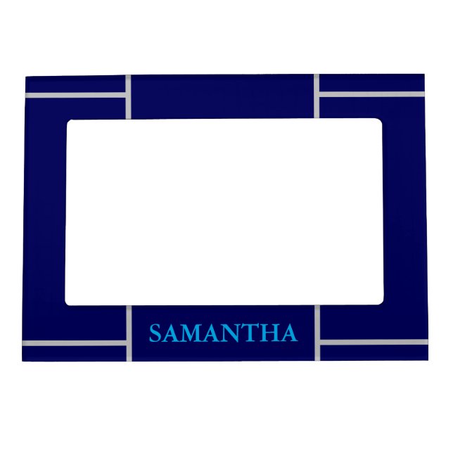 Navy Blue Framed Name Magnetic Frame (Front)