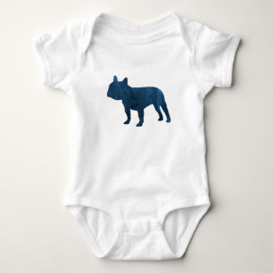Navy Blue French Bulldog aka Frenchie Silhouette Baby Bodysuit