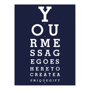 Navy Blue Fun Eyesight Chart Custom Message