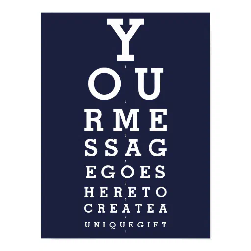 Navy Blue Fun Eyesight Chart Custom Message