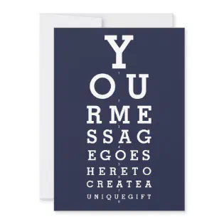 Navy Blue Fun Eyesight Chart Custom Message Invitation
