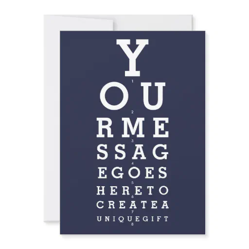 Navy Blue Fun Eyesight Chart Custom Message Invitation