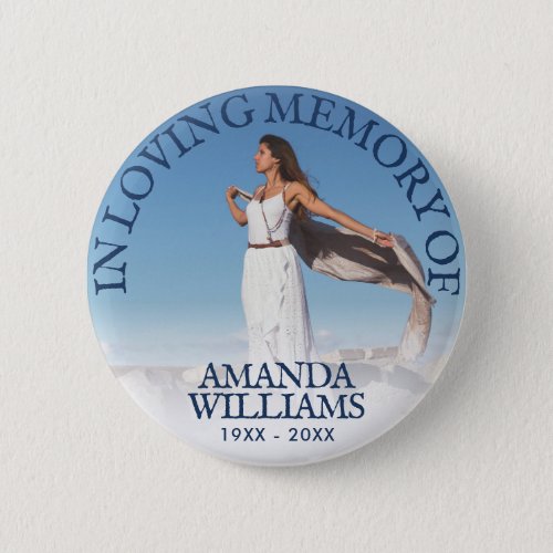 Navy Blue  Funeral In Loving Memory Photo Button