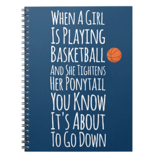 Navy Blue Funny Girls Basketball Player Notebook