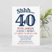 Navy Blue Funny Men's Surprise Party Invitation (Standing Front)