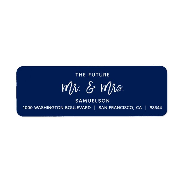 Navy Blue Future Mr & Mrs Wedding Return Address Label (Front)