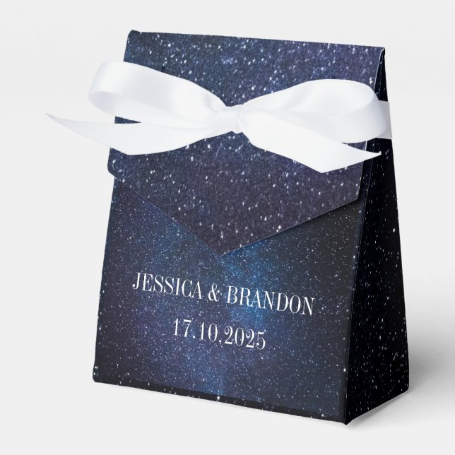 Navy Blue Galaxy Starry Night Stars Modern Favor  Boxes (Front Side)