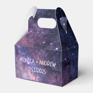Navy Blue Galaxy Starry Night Stars Modern  Favor Boxes