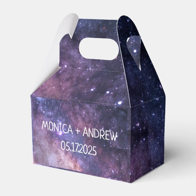 Navy Blue Galaxy Starry Night Stars Modern  Favor Boxes (Front Side)
