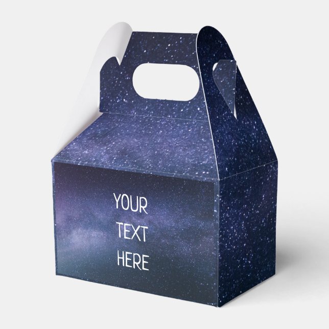 Navy Blue Galaxy Starry Night Stars Modern Favor Boxes (Front Side)