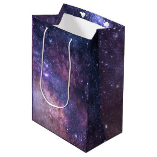 Navy Blue Galaxy Starry Night Stars Modern Medium Gift Bag