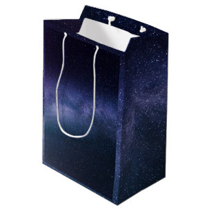 Navy Blue Galaxy Starry Night Stars Modern Medium Gift Bag