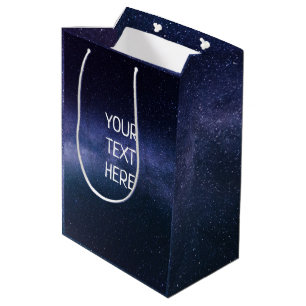 Navy Blue Galaxy Starry Night Stars Modern Medium Gift Bag