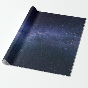 Navy Blue Galaxy Starry Night Stars Wrapping Paper