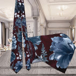 Navy Blue Garden Florals Burgundy Wedding Neck Tie<br><div class="desc">A classic navy blue and burgundy wedding neck tie featuring a watercolor-painted assembly of garden florals including peonies in shades of navy blue,  muted navy,  dusty grays and dusty blues. A classic navy burgundy wedding neck tie.</div>