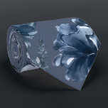 Navy Blue Garden Florals Navy Wedding Neck Tie<br><div class="desc">A classic navy blue and white wedding neck tie featuring a watercolor-painted assembly of garden florals including peonies in shades of navy blue,  muted navy,  dusty grays and dusty blues. A classic navy wedding neck tie.</div>