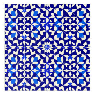 Navy Blue Geometric Floral Pattern Acrylic Print