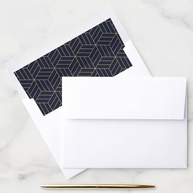 Navy Blue Geometric Pattern Envelope Liner (Desk)