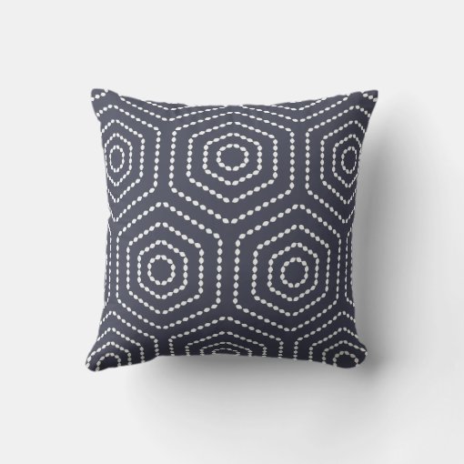 Navy Blue Geometric Pattern Outdoor Pillows Zazzle