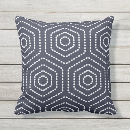 Navy Blue Geometric Pattern Outdoor Pillows