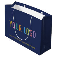 Navy Blue Gift Bag Custom Company Logo Personalize