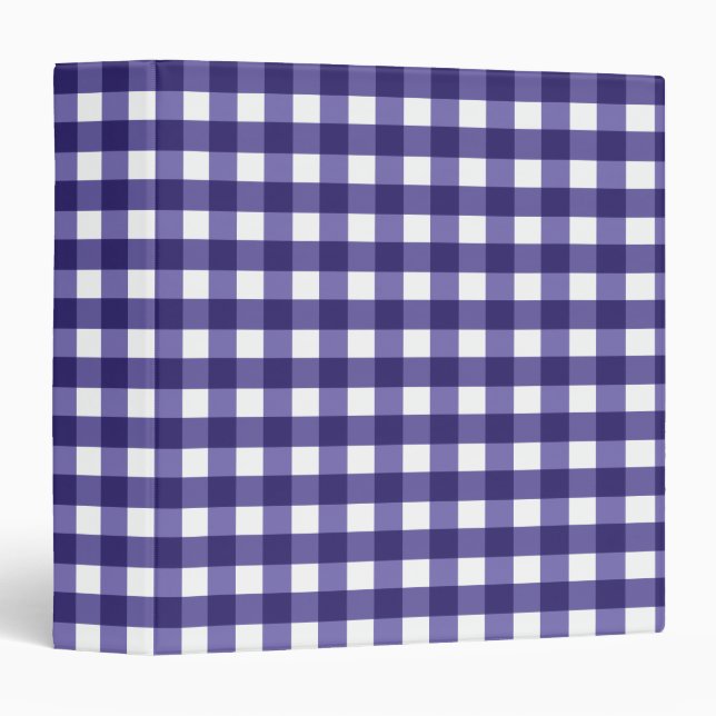 Navy blue gingham 3 ring binder (Front/Spine)