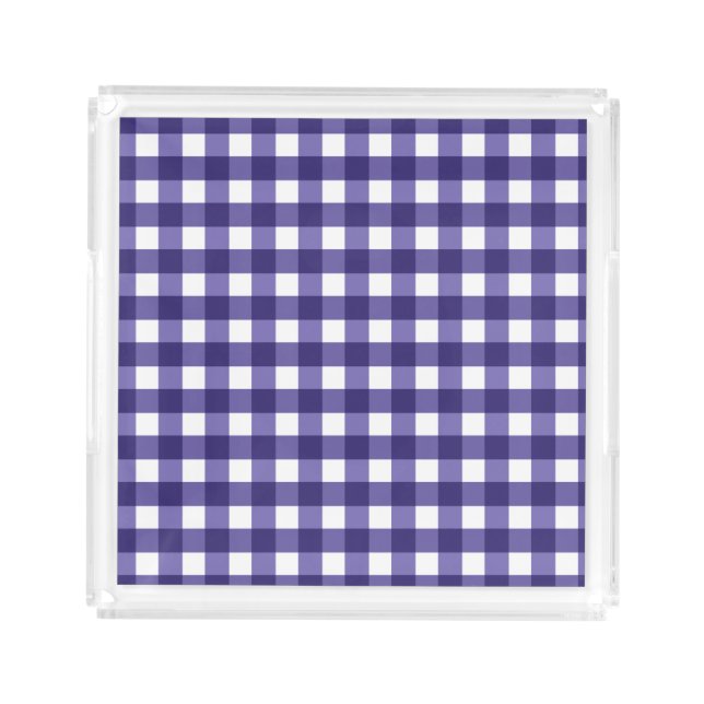 Navy blue gingham acrylic tray (Front)