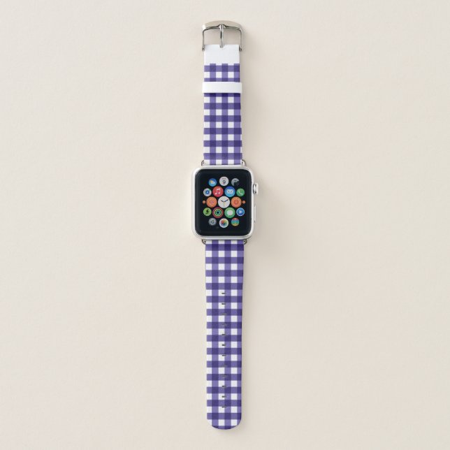 Navy blue gingham apple watch band (Front)