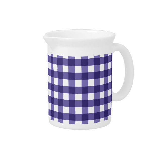 Navy blue gingham beverage pitcher (Right)