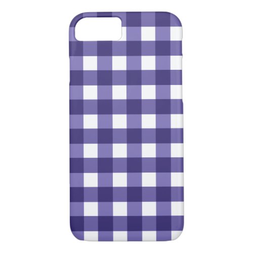 Navy blue gingham iPhone 87 case