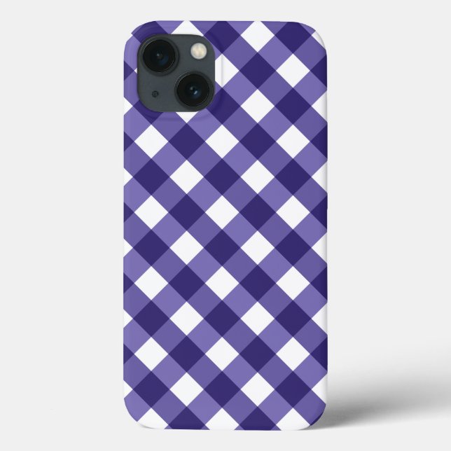 Navy blue gingham Case-Mate iPhone case (Back)