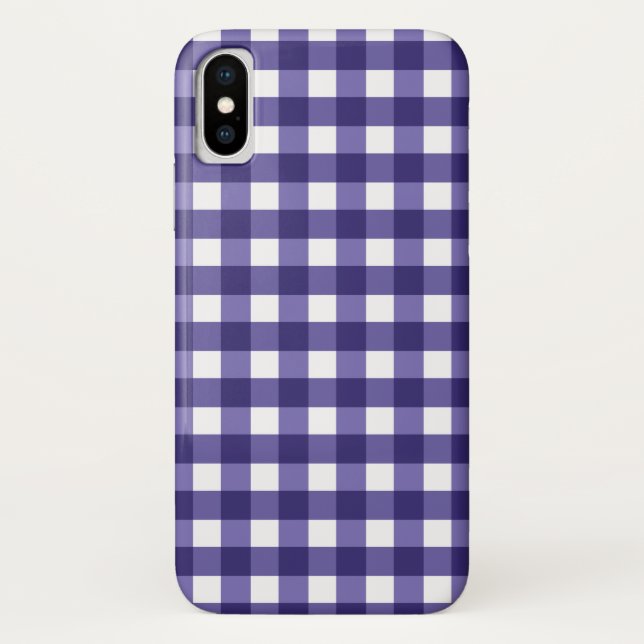 Navy blue gingham Case-Mate iPhone case (Back)